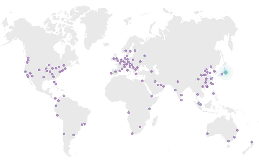 A world map of all Cloudflare's data centers